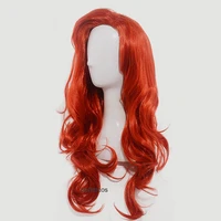 rabbit jessica cosplay wigs drag queen copper red big swap bangs long wavy heat resistant synthetic hair wig wig cap