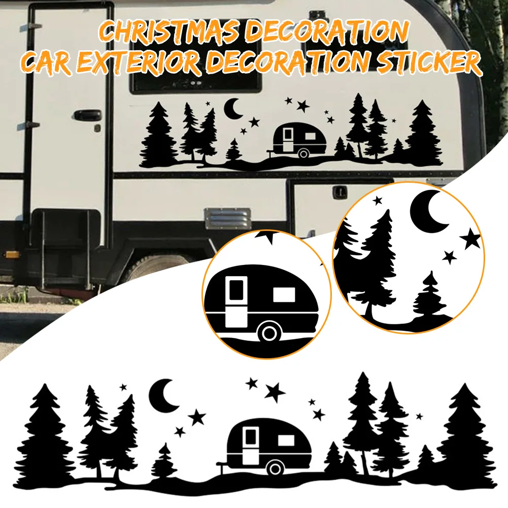 

New Christmas Decoration Car Exterior Decoration Sticker Camper Forest Starry Night Decals for RVs Campers Caravans Motorhomes