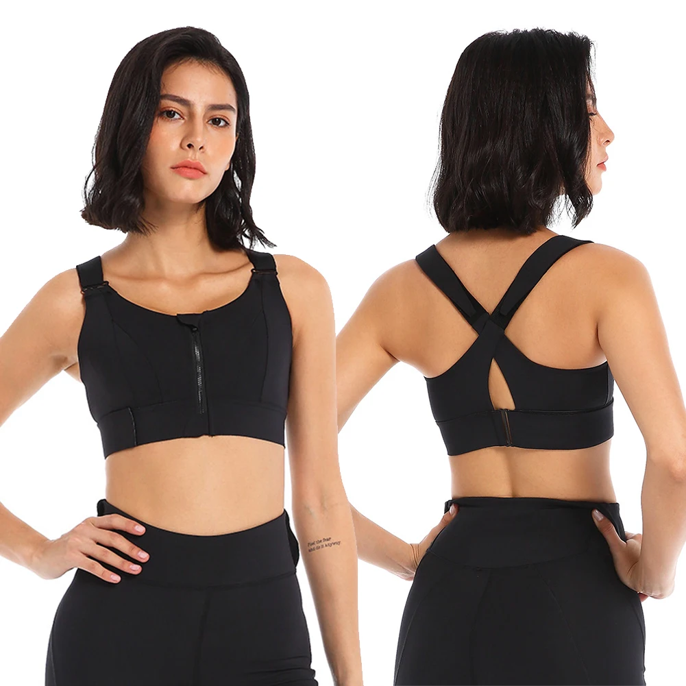 

Women Zipper Sports Underwear Push Up Crop Top Adjustable Shockproof Running Underwear Yoga Fitness Bra Sports Bra