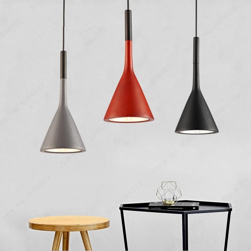 

A BDBQBL American Industrial Funnel Pendant Lamp Retro Cement Loft Nordic Creative Pendant Light Restaurant Bed Room Hanglamp