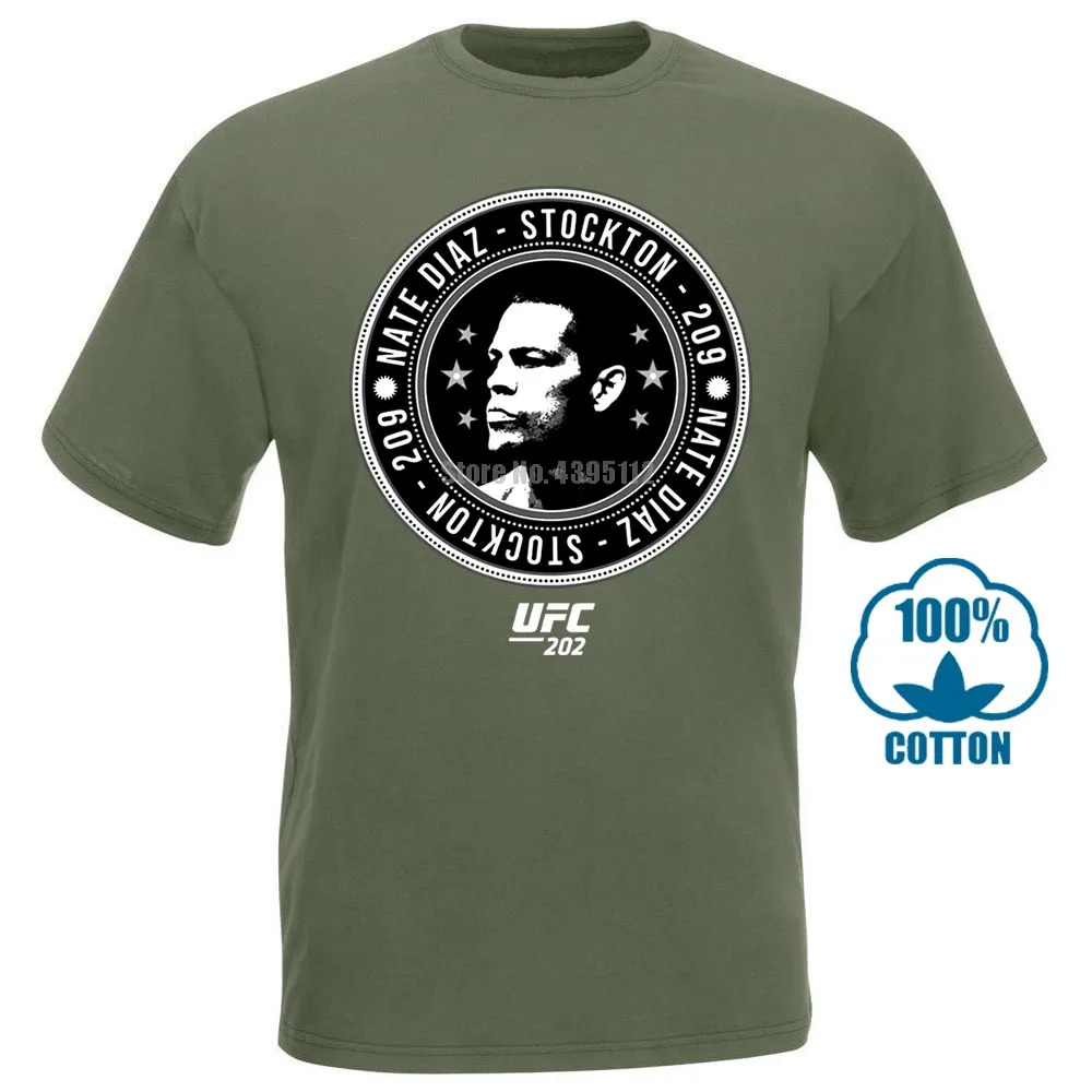 Мужская модная дешевая футболка Nate Diaz Stockton 209 повторная черная футболка мужская Повседневная футболка - Цвет: Армейский зеленый