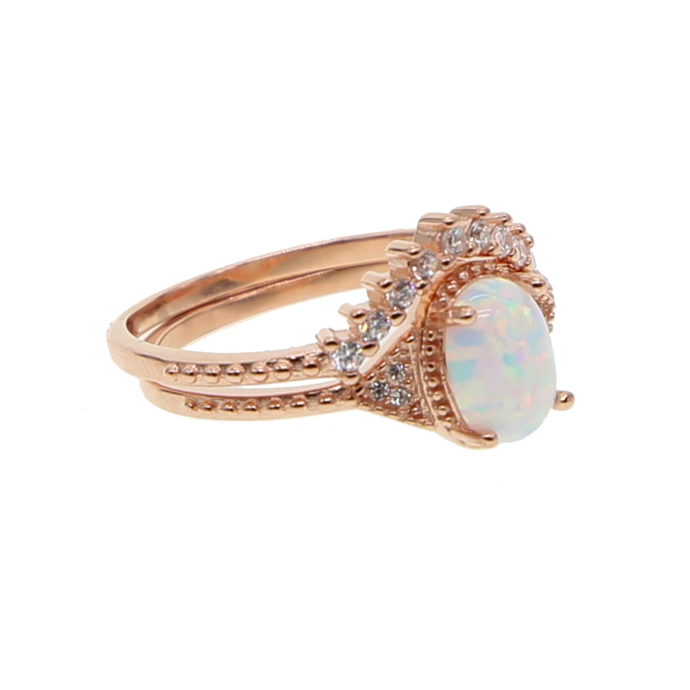 2 шт./комплект кольцо из розового золота с фианитом в форме яйца | Украшения и