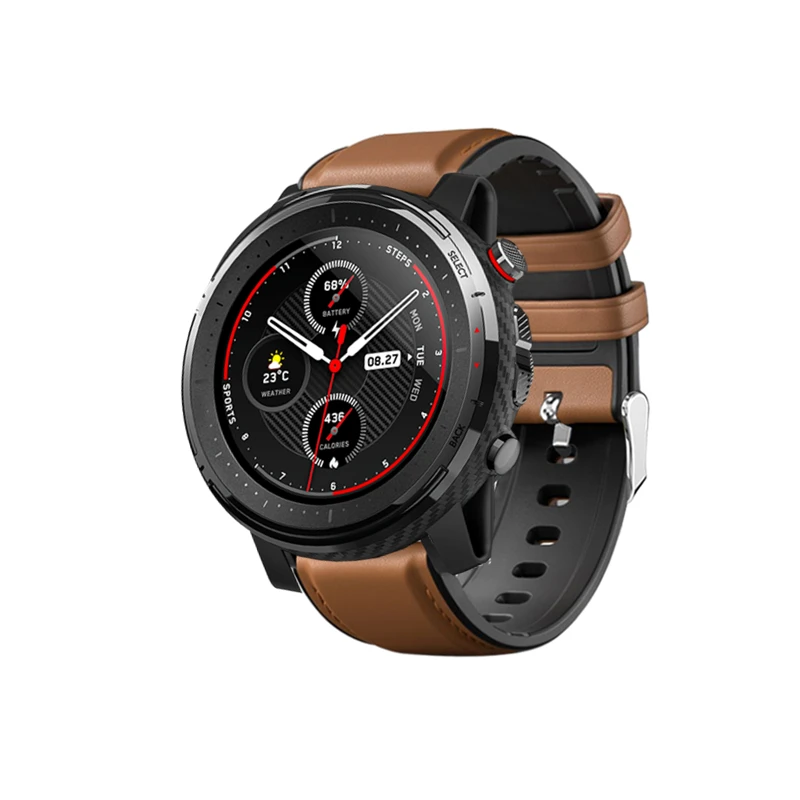 Кожаный силиконовый сменный ремешок AKBNSTED для часов Xiaomi Huami Stratos 3 умные спортивные