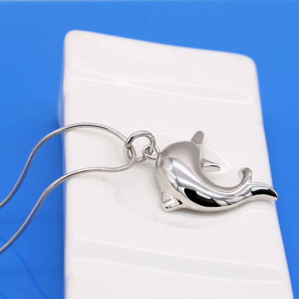 Dolphin pendant &amp necklace 925 sterling silver men women fashion jewelry new Cute animal accessories | Украшения и аксессуары