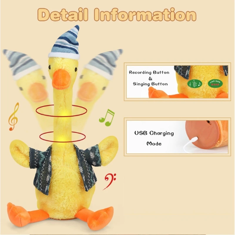 

12.5x31.5cm/4.92x12.4in Funny Electric Duck Toy Kids Music Trick Toy with Neck Shaking Relieve Stress brinquedos асминог яндекс