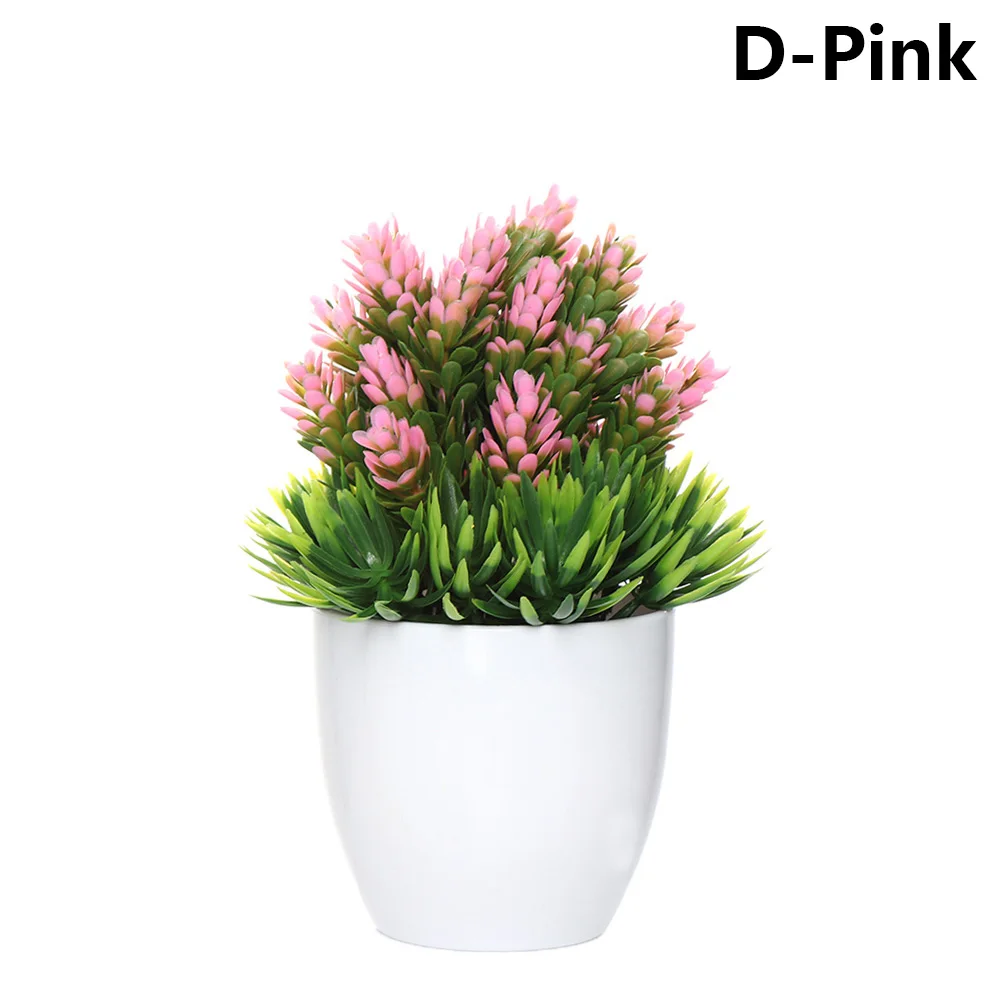 D-Pink 1 комплект искусственный пластиковый бонсай заменитель пены в горшке реалистичные растения Настольный орнамент топиарная сосновая дерево украшение для дома ремесла - Цвет: D-Pink