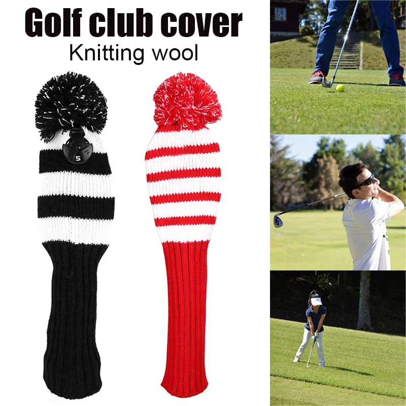 

Fairway Metal Wood Red/Black Golf Headcover Knit Pom Head Cover Set Durable Wear Resistant PUZ777
