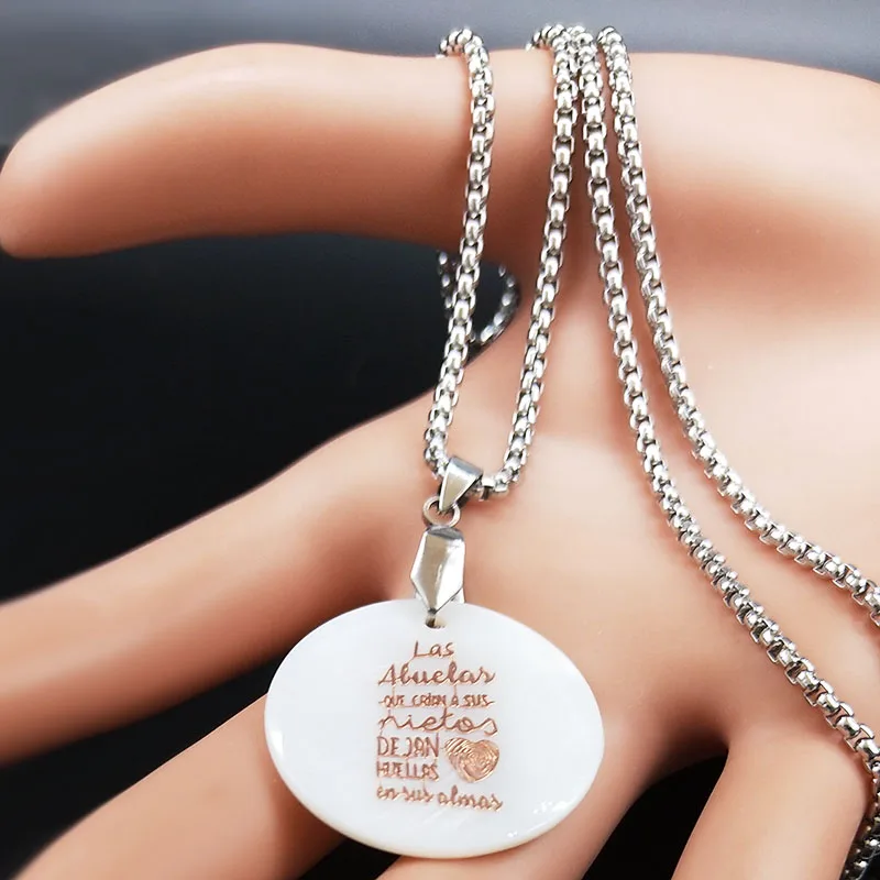 Ожерелье из нержавеющей стали с ракушкой для бабушки ожерелье цвета розового