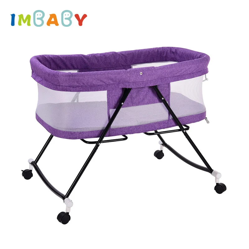 Детская кроватка IMBABY детская кроватка для путешествий Складная портативная удобная кровать-качалка для новорожденных