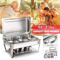 9l foldable stainless steel square buffet stove dish set container food warmer rectangular chafing dish full buffet catering