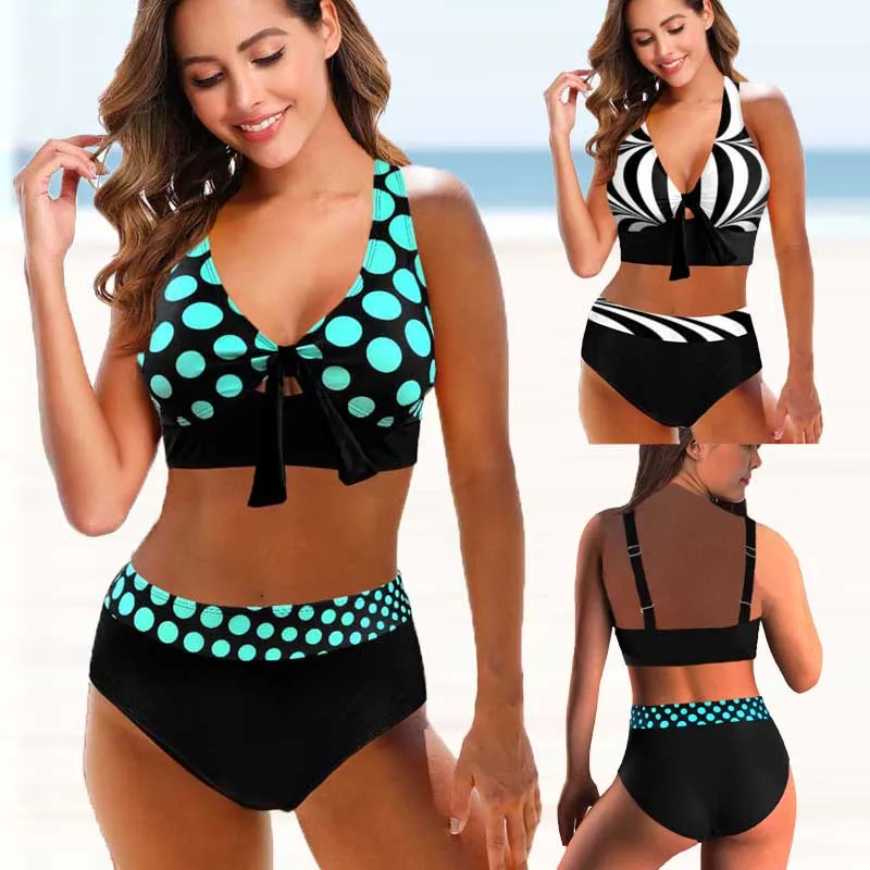 2022 New Printed Plus Size Two Pieces Bikini Set Swimsuit Female Women Beachwear Swimwear Bathing Suit 5XL