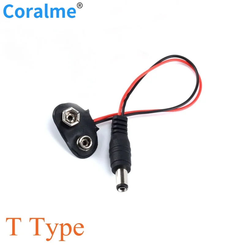 

100 pc Experimental 9V DC Battery Power Cable Plug Clip Barrel Jack Connector for Arduino DIY T type