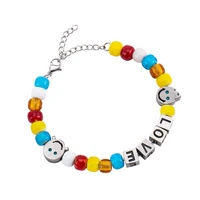 fashion colorful beads bangles cute hand accessories love couple link bracelets for women and men party jewelry