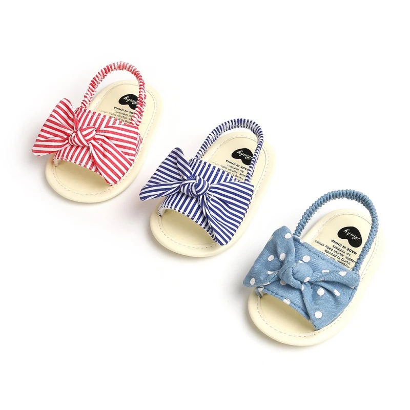 Детские сандалии для маленьких девочек Дышащие Нескользящие летние с бантиком