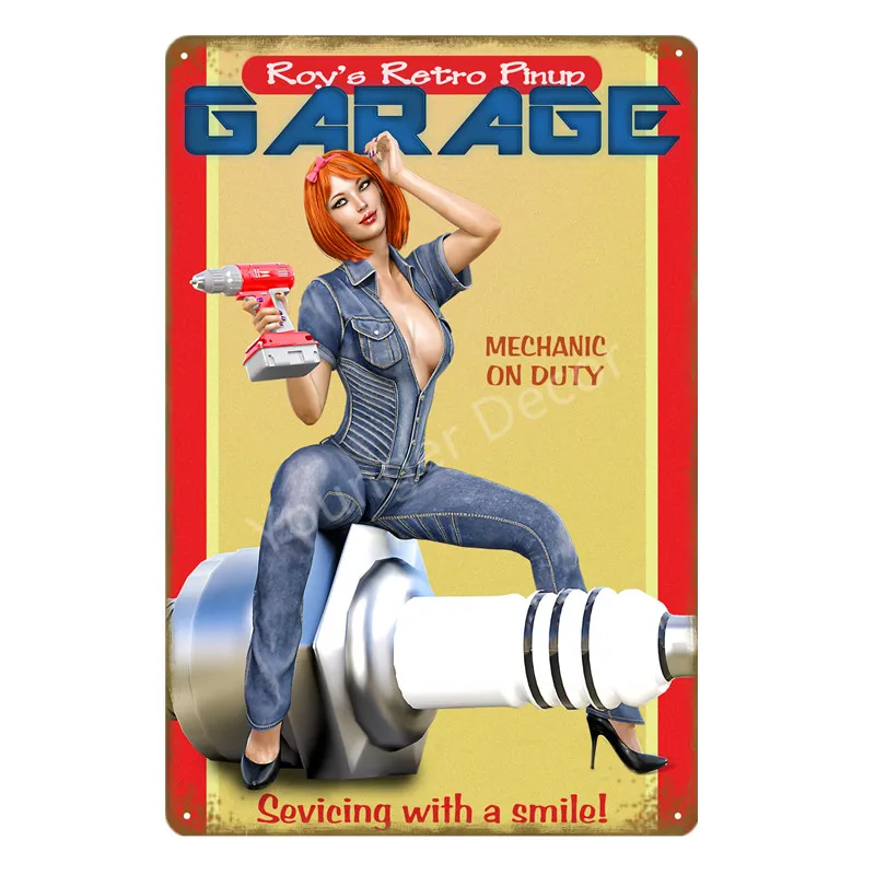 Lucky Pin Up Girl оловянные знаки сексуальная леди металлическая доска Настенный декор для бара паба клуба дома комнаты плакат ретро металлическая картина YA032 - Цвет: YD0769A