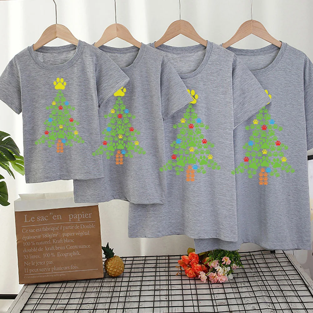 

Милый топ с рождественской елкой, футболка в рождественском стиле для родителей и детей, хлопок