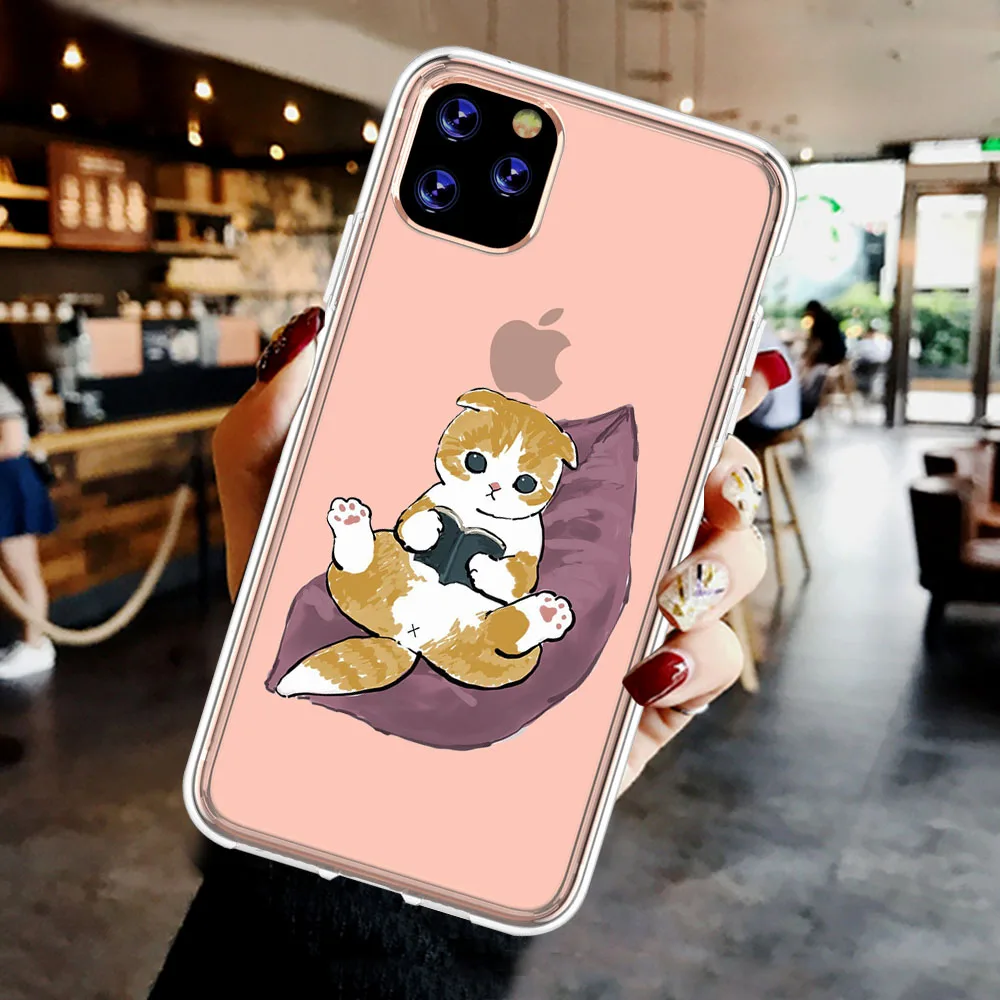 

Cartoon Cute Funny Cats Clear Phone Case For iPhone 11 12 Pro Max 8 7 6 6S Plus XR X XS Max SE 2020 Soft TPU Back Cover Shell