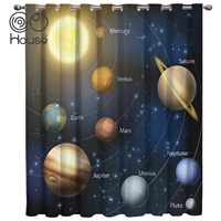 solar system planet around the sun rotating label curtain rod decor bedroom kitchen fabric curtain panels curtains kids room