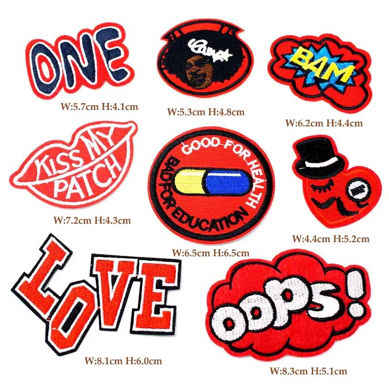8шт/лот ой любовь одно Сделай сам Тканевые Значки Пластыри Одежда Аксессуары для шитья Декорация Аппликация Значок Сумка Patches Аксессуары БАМ.