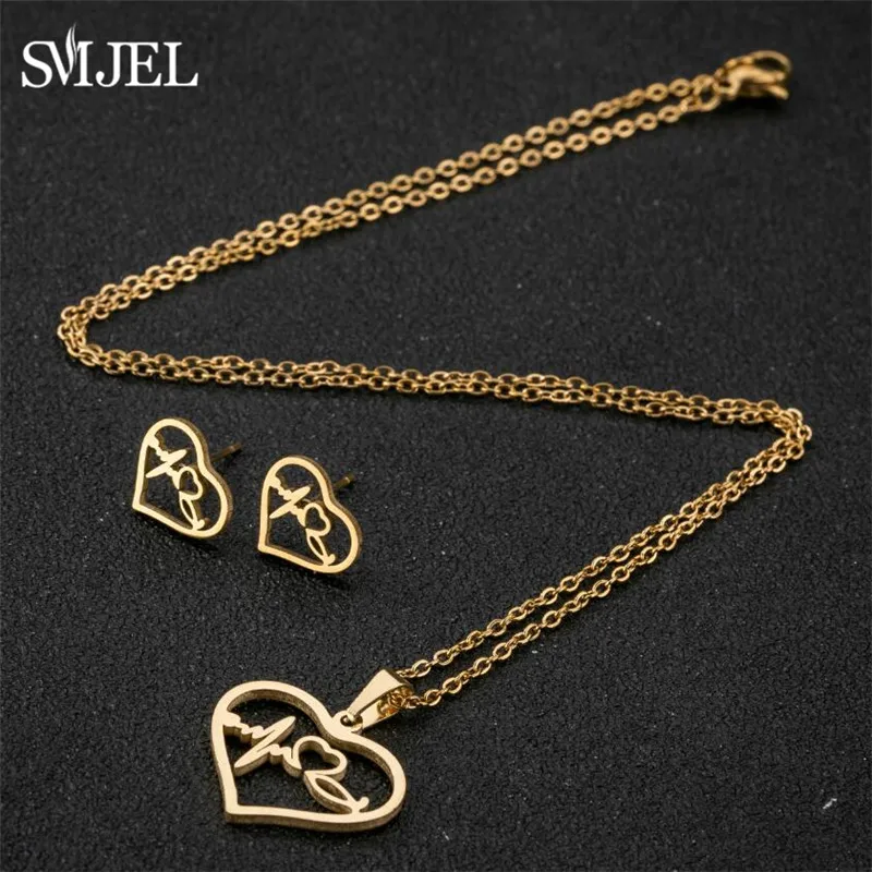 Комплект из колье и серёг нержавеющей стали