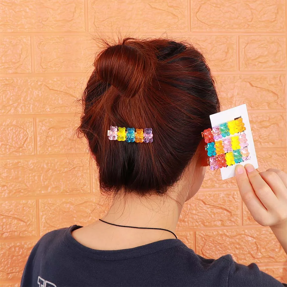 Милые Красочные акриловые заколки ручной работы для волос с милым медведем