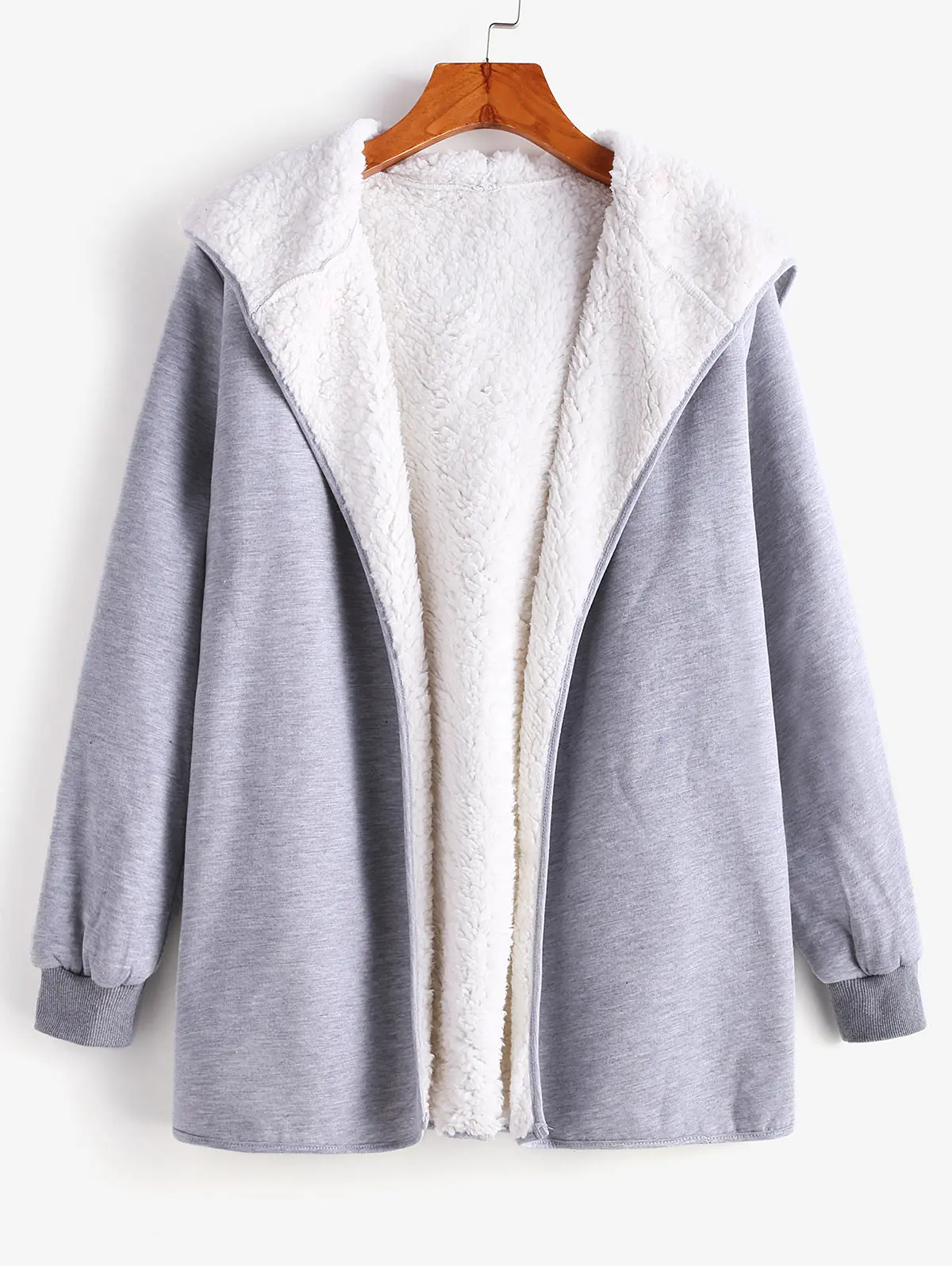 

ZAFUL Winter Women Faux Fur Jacket Solid Hooded Fur Jackets Long Sleeve Pockets Casual Warm Coat Parka Female Outwear