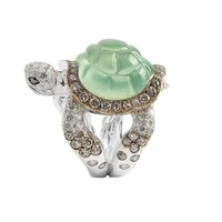 new hot selling cute turtle zircon jewelry ladies ring european and american fashion wild creative animal turtle ring