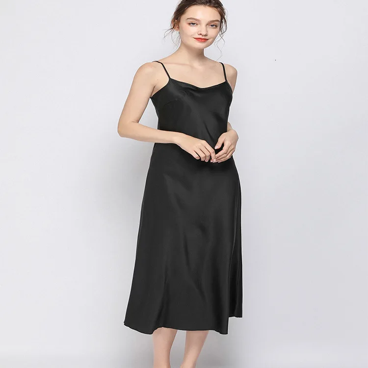 

Ночная рубашка из натурального шелка, женская летняя ночная рубашка, сексуальная пижама с круглым вырезом