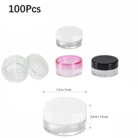 100pcs 3g plastic cosmetics jar makeup box nail art storage pot container clear sample lotion face cream bottles