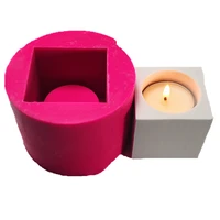 handmade square silicone candle mold diy candlestick mould cement concrete candle holder molds aromatherapy plaster decor tools