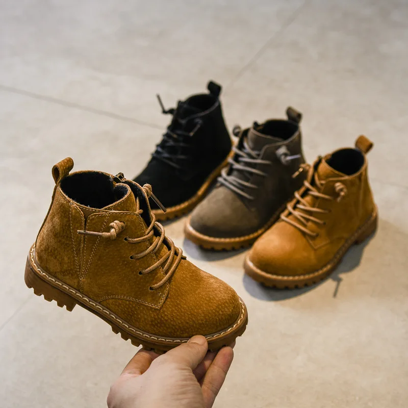 Детские кожаные ботинки Dolakids осенне-зимняя детская обувь для мальчиков и девочек