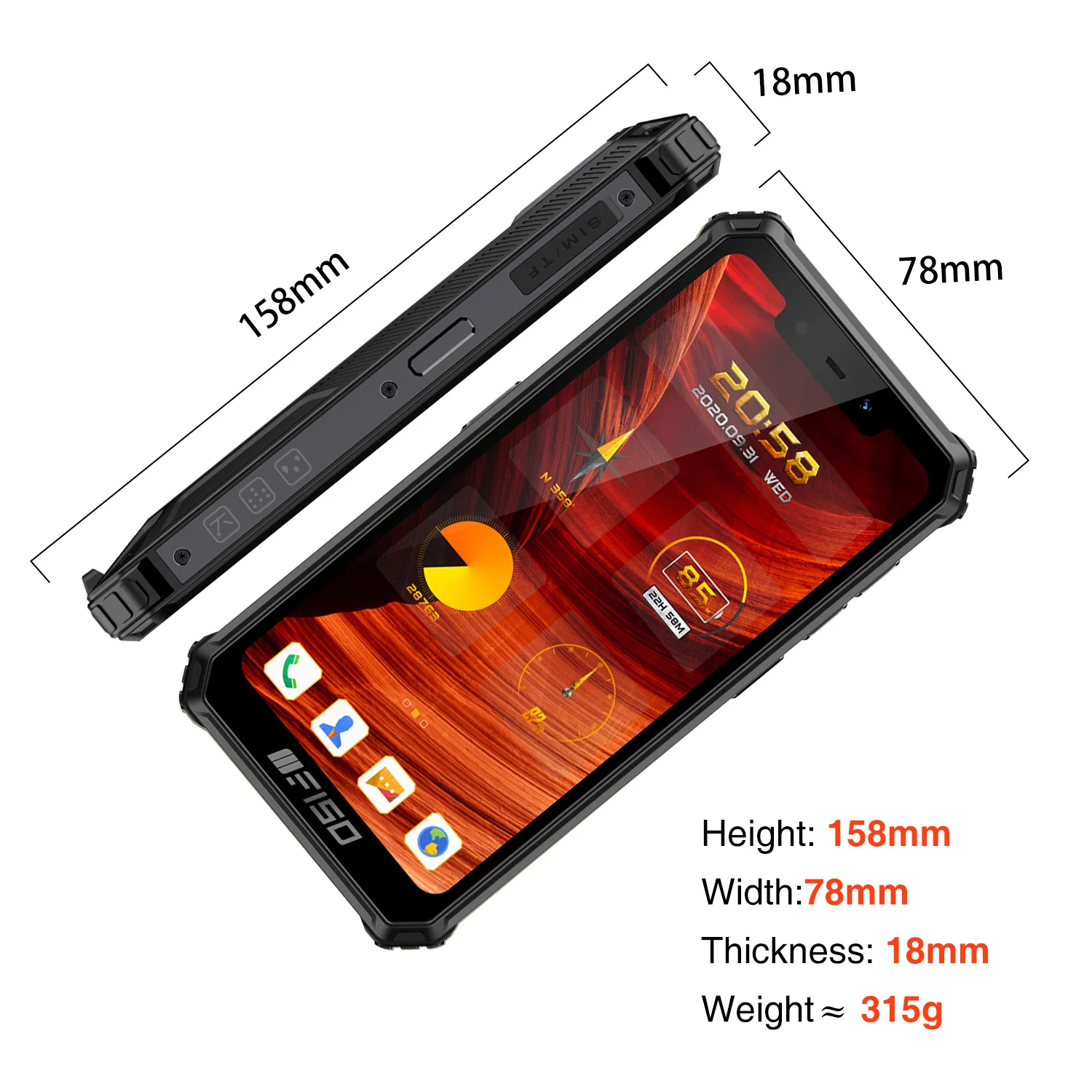 Новый F150 B2021 IP68/69K смартфон 6 ГБ + 64 8000 мАч Восьмиядерный мобильный телефон NFC 5 86