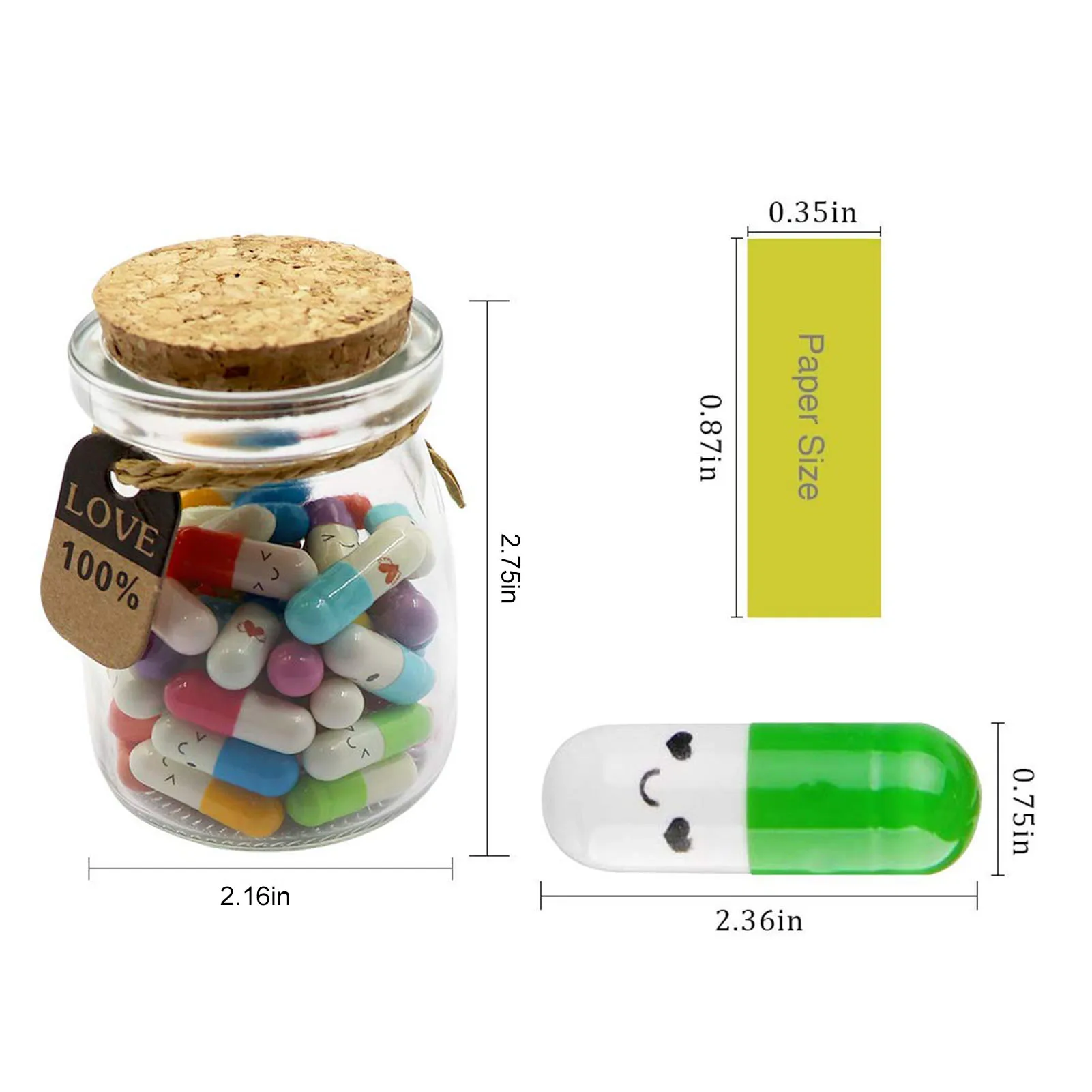 

Capsule Letters Message in a Bottle with Box Valentines Gift