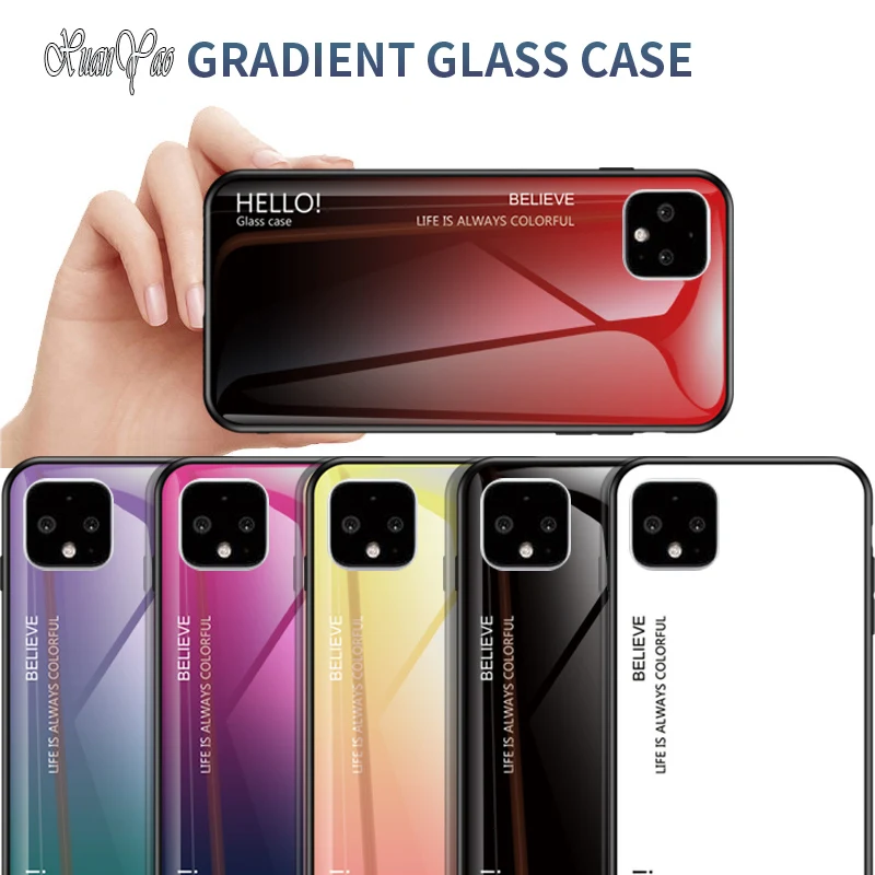 

XUANYAO Phone Cases For Google Pixel 4 Case Glass Back Cover Coque For Google Pixel 4 XL Cover Case Silicone Soft Edge Silicon 4