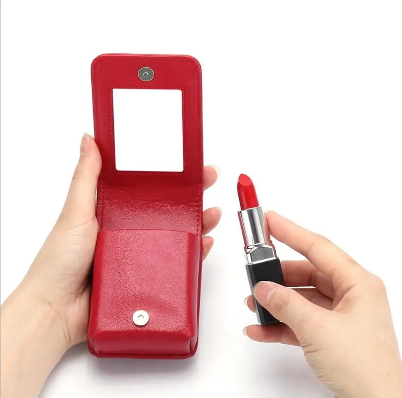 

Женская косметичка с зеркалом, косметичка, дорожная сумка, органайзер, кожаный портативный чехол для красоты