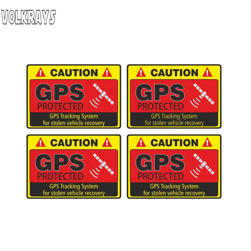

Volkrays 4 X Warning Car Sticker Caution GPS Tracking System Protected Accessories Reflective Waterproof PVC Decal,3cm*6cm