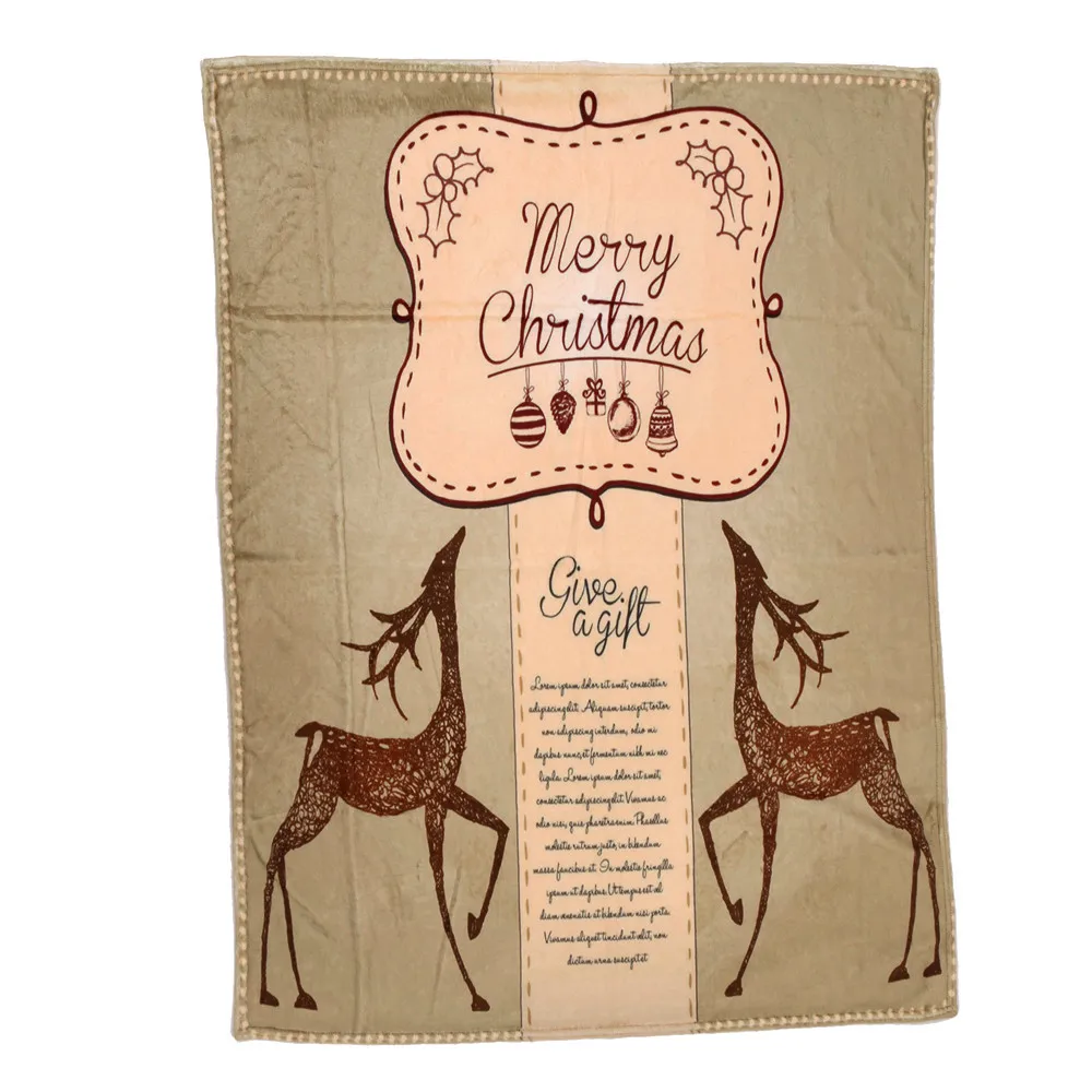 OUNEED Christmas Blanket Flannel Fabric Sofa Bed Blanket 150x200CM Office Children Towel Portable Car Travel Cover Blanket#45