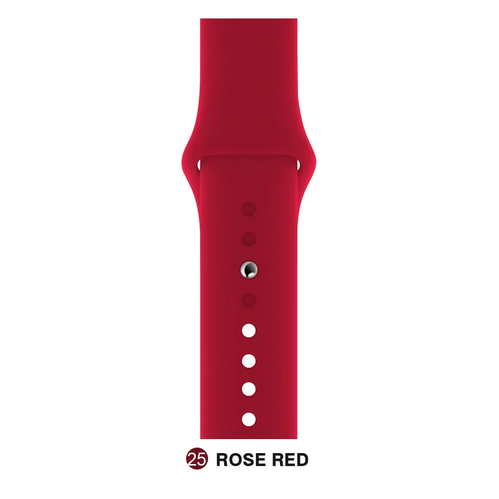 Rose red Мягкий силиконовый сменный спортивный ремешок для Apple Watch версии 4, 3, 2, 1, 42 мм, 38 мм, браслет на запястье, ремешок для iWatch 4, 40 мм, 44 мм, спортивный - Цвет ремешка: Rose red