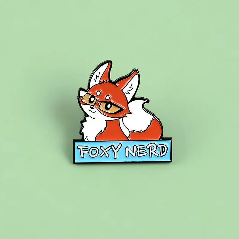 Мультяшные Очаровательные очки лиса креативная брошь FOXY NERD значок ювелирные