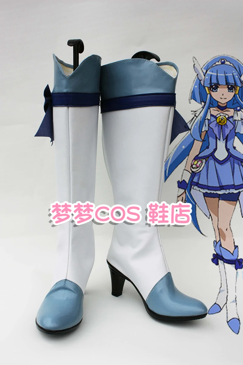 

Smile Pretty Cure Aoki Reika Cure Beauty Cosplay Boots Shoes Anime Party Cosplay Boots Custom Made for Halloween Party