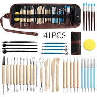 41pcsset pottery tools clay tools sculpting kit silicone indentation dot drilling pen clay carving knife for beginners %d9%86%d8%ad%d8%aa