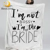 BlessLiving Wedding Sherpa Fleece Blanket Bride Bed Blanket Hand Drawn Letter Bedding Bachelorette Party Quote Plush Bedspreads 1