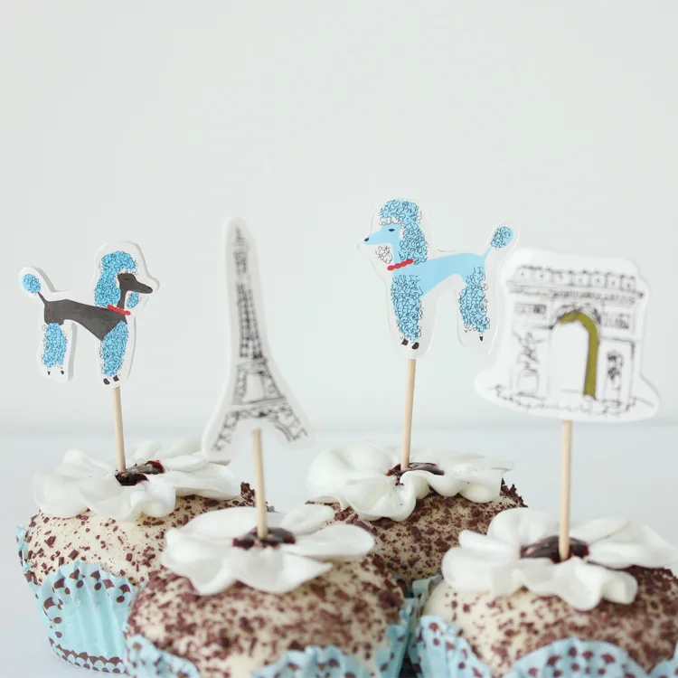 24 шт./лот голубой розовый слон Торт Топперы детский душ украшения динозавр