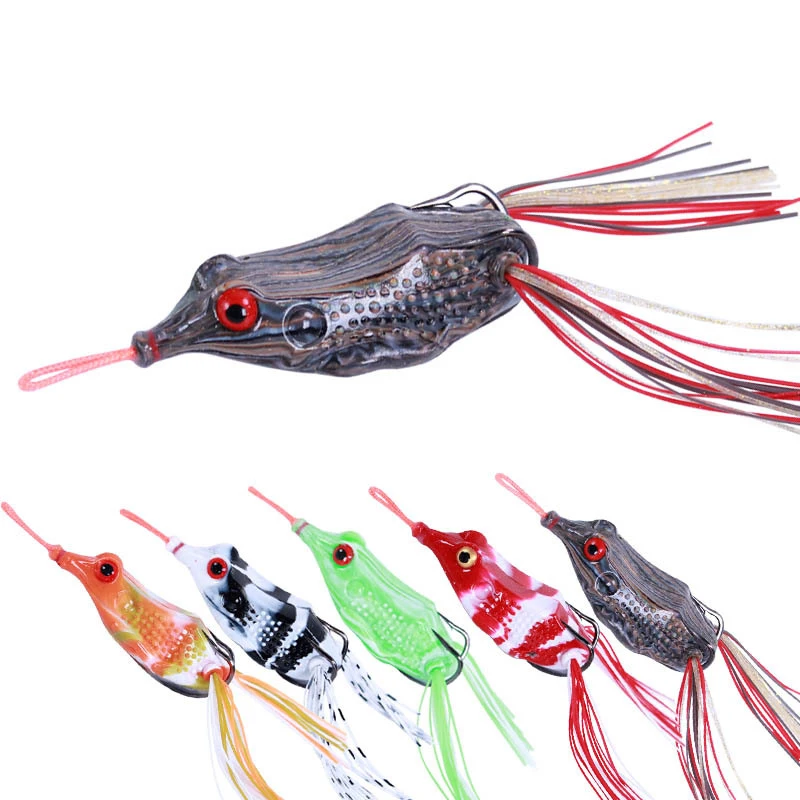 

5Pcs Artificial Fishing Lure Set Thunder Frog Soft Bait 12.5g/65mm Blackfish Killer Topwater Bionic Frog Simulation Fishing Bait