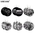 SOMESOOR напечатанные черные истории Heros африканские деревянные висячие серьги президент Обама Мишель леди известные Повелители дизайн для женщин