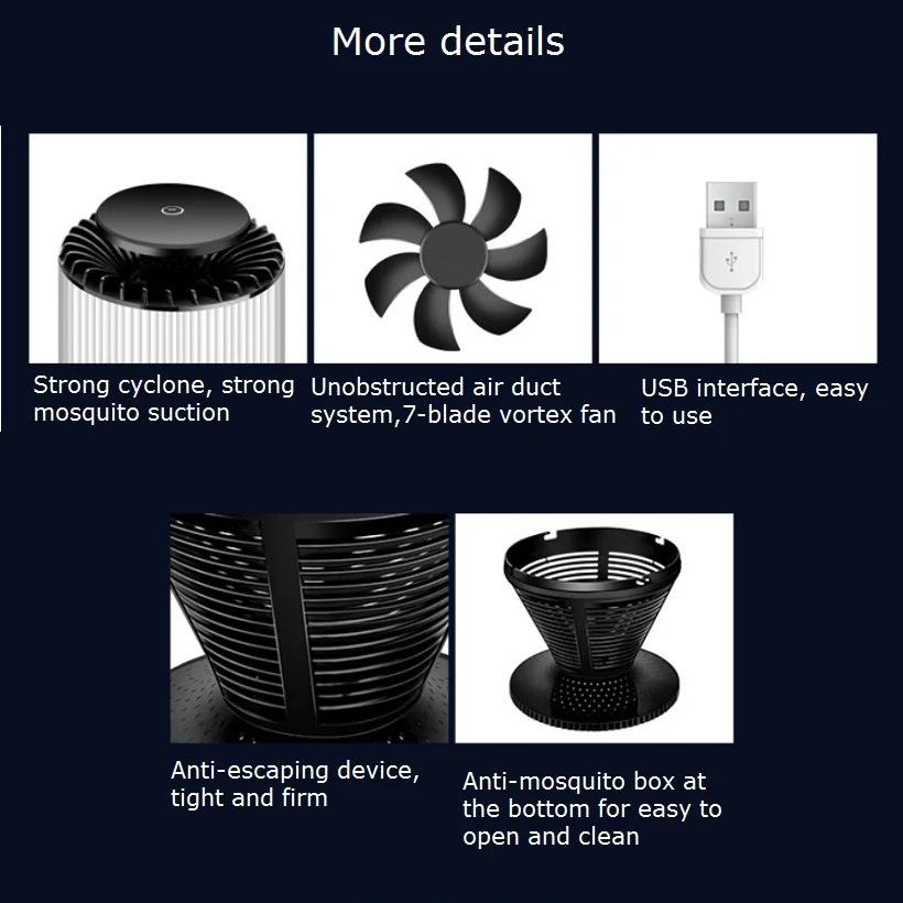 Светодиодная лампа от комаров УФ ночник USB Электрический фотокаталитический