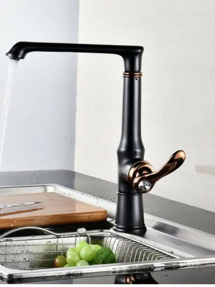 

Black Kitchen Faucet Heightened And Longer Hot And Cold Single Handle Single-hole Plumbing Kitchen Faucet