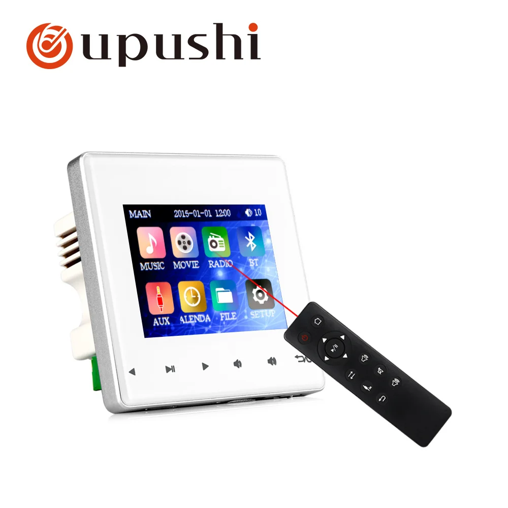 Умный настенный усилитель 2*25 Вт домашний фон музыкальный усилитель с bluetooth, USB, пульт дистанционного управления для звуковой системы