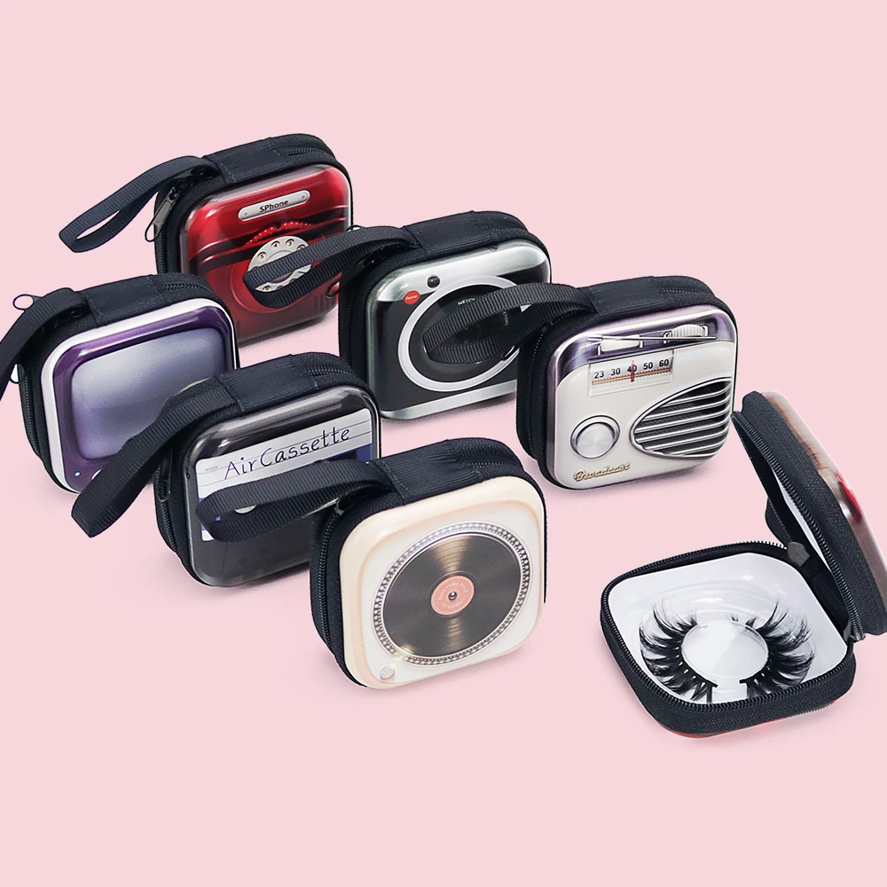 

5/10/20/30/50/1001pairs/cases Creative Lash Packaging Retro Mini Zipper Hard Plastic Empty Eyelash Box Cute Mink Eyelash Case