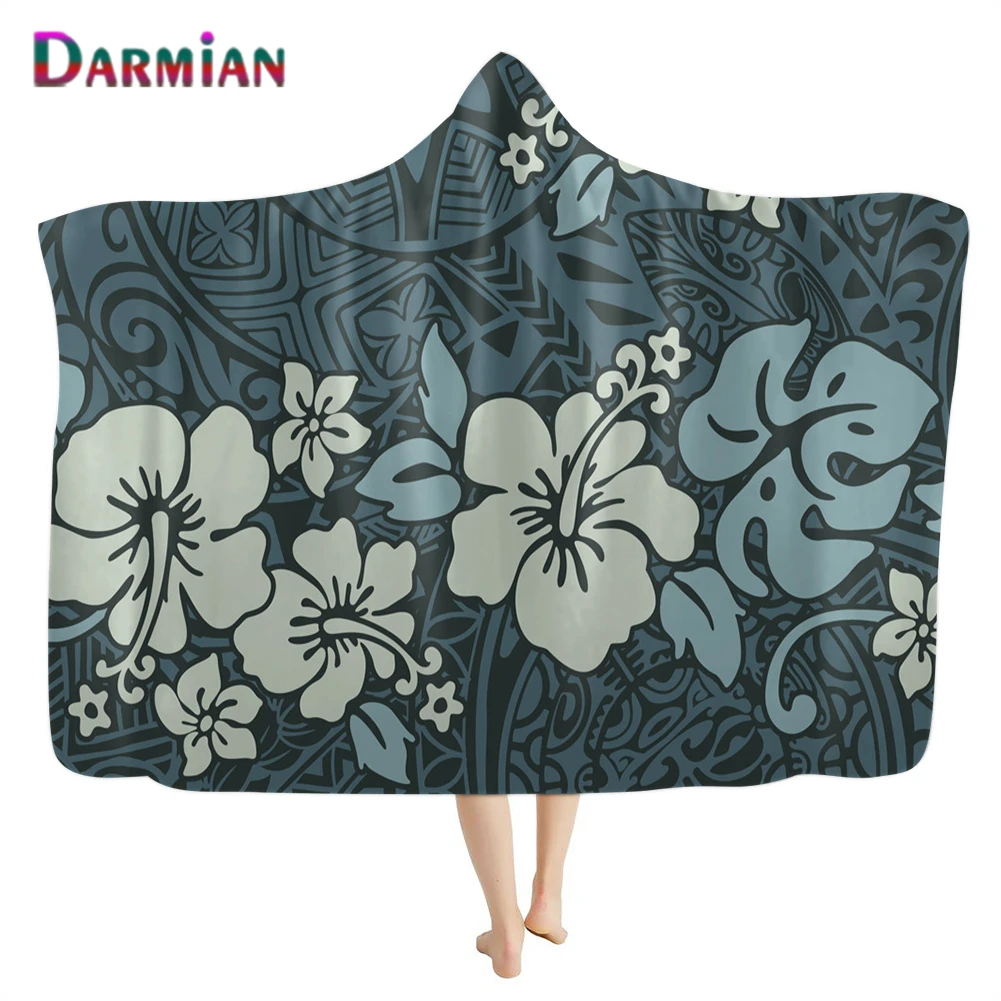 

Винтажное Флисовое одеяло DARMIAN с принтом Гавайский Гибискус шерпа для взрослых и детей мягкое осенне-зимнее носимое одеяло